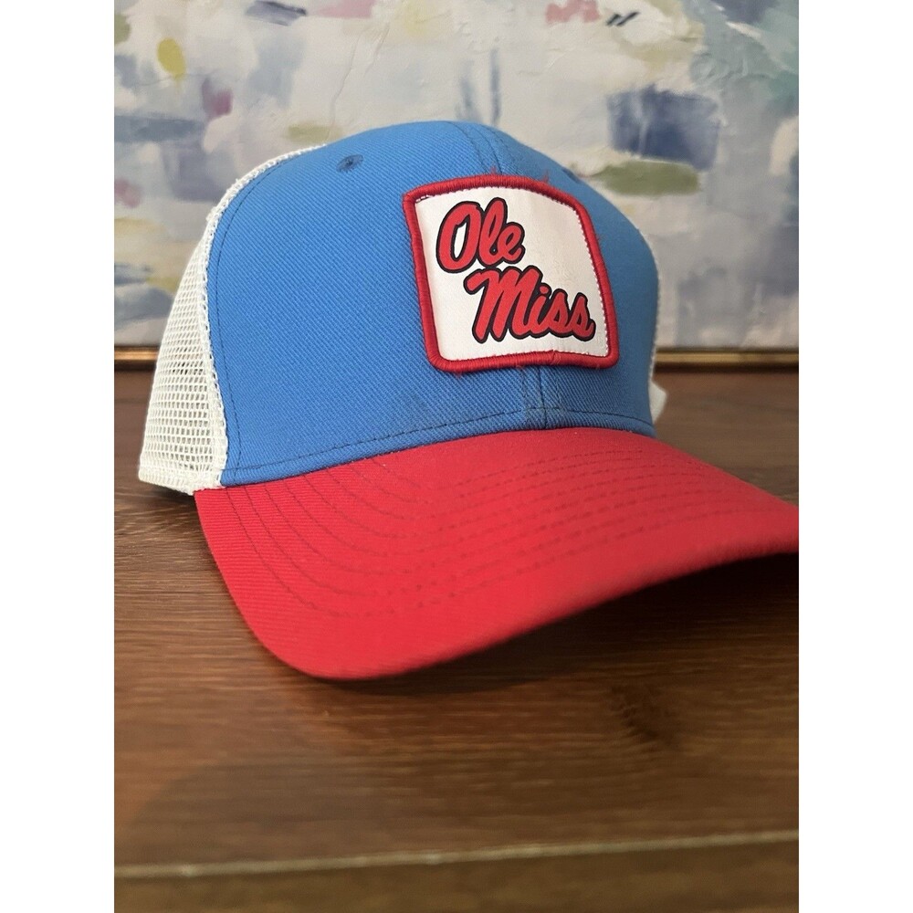 Nike Ole Miss Rebels Classic 99 Trucker Hat Cap Light Blue Red Mesh Snapback
